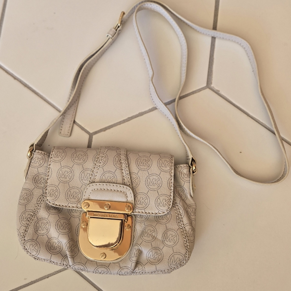 Michael Kors mini crossbody monogrammed leather bag